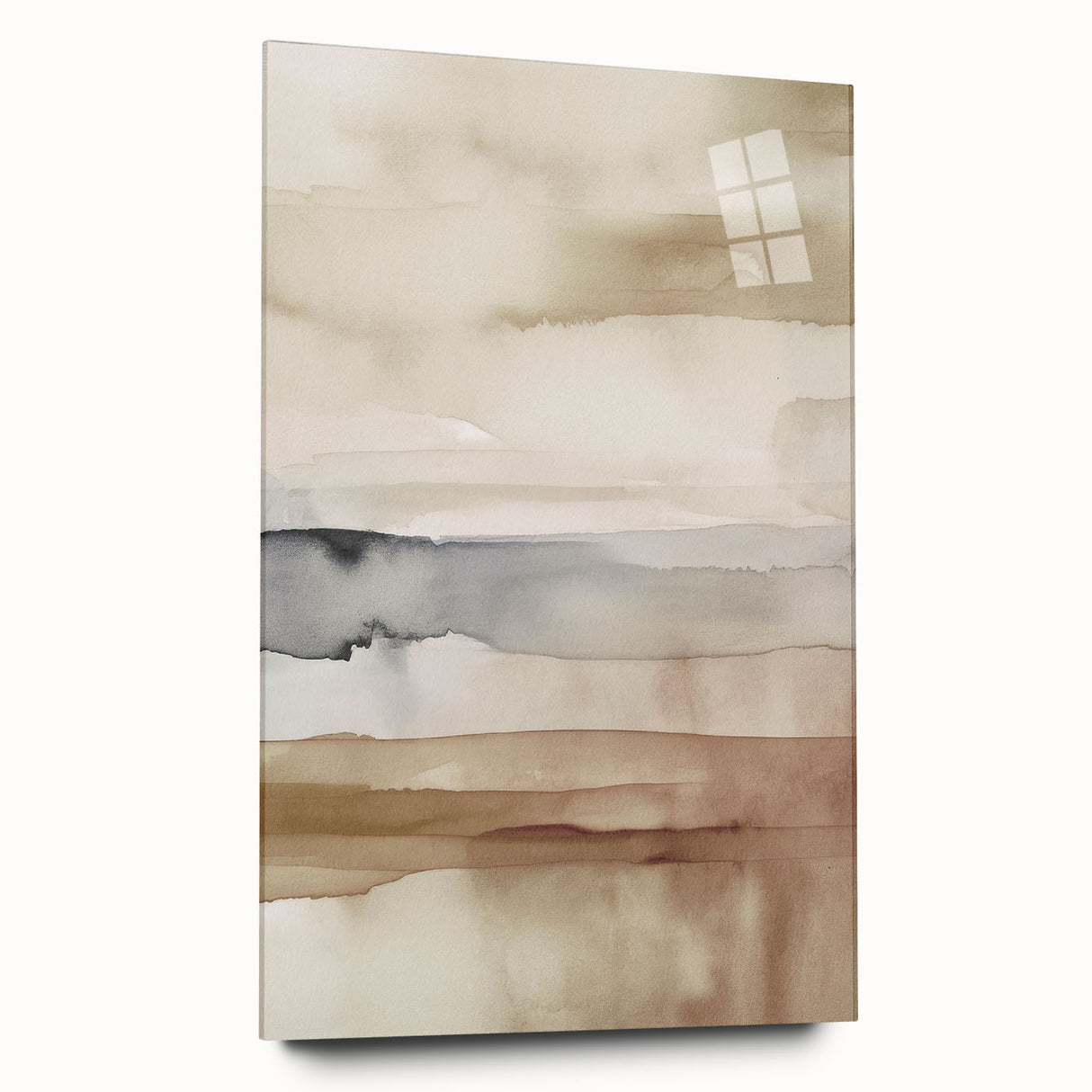 Abstract modern wall art collection displayed on an acrylic glass surface, showcasing vibrant colors and unique geometric patterns, ideal for contemporary decor.