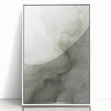 Framed abstract modern wall art featuring vibrant colors and geometric shapes, displayed in a sleek white frame, perfect for contemporary home decor.