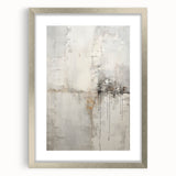 Abstract modern wall art collection in a sleek silver frame with matting, showcasing vibrant geometric patterns and colors, perfect for contemporary home decor.