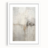 Abstract modern wall art collection featuring a framed piece with a white mat, showcasing geometric shapes and soft colors, perfect for contemporary decor.