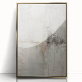 Framed abstract modern wall art with a gold acrylic finish, showcasing geometric designs, perfect for contemporary home decor. Ideal for minimalist interiors.