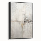 Framed canvas wall art showcasing an abstract modern design with geometric patterns in black and white, perfect for contemporary home decor. The side view highlights the sleek frame, emphasizing its stylish appeal for living spaces or offices.