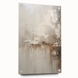 Abstract modern wall art collection displayed in a side view, showcasing vibrant colors and geometric shapes on acrylic glass, secured with decorative pins.