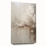 Acrylic glass wall art featuring an abstract modern design with vibrant colors and geometric shapes, displayed in a contemporary setting, showcasing its sleek side profile.