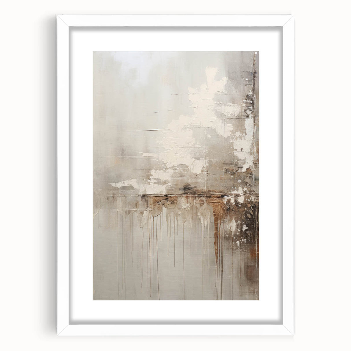 Abstract modern wall art featuring a stylish geometric design in vibrant colors, framed with a white mat, perfect for contemporary home decor. The artwork adds a touch of elegance and creativity to living spaces, ideal for art enthusiasts seeking unique decor solutions.