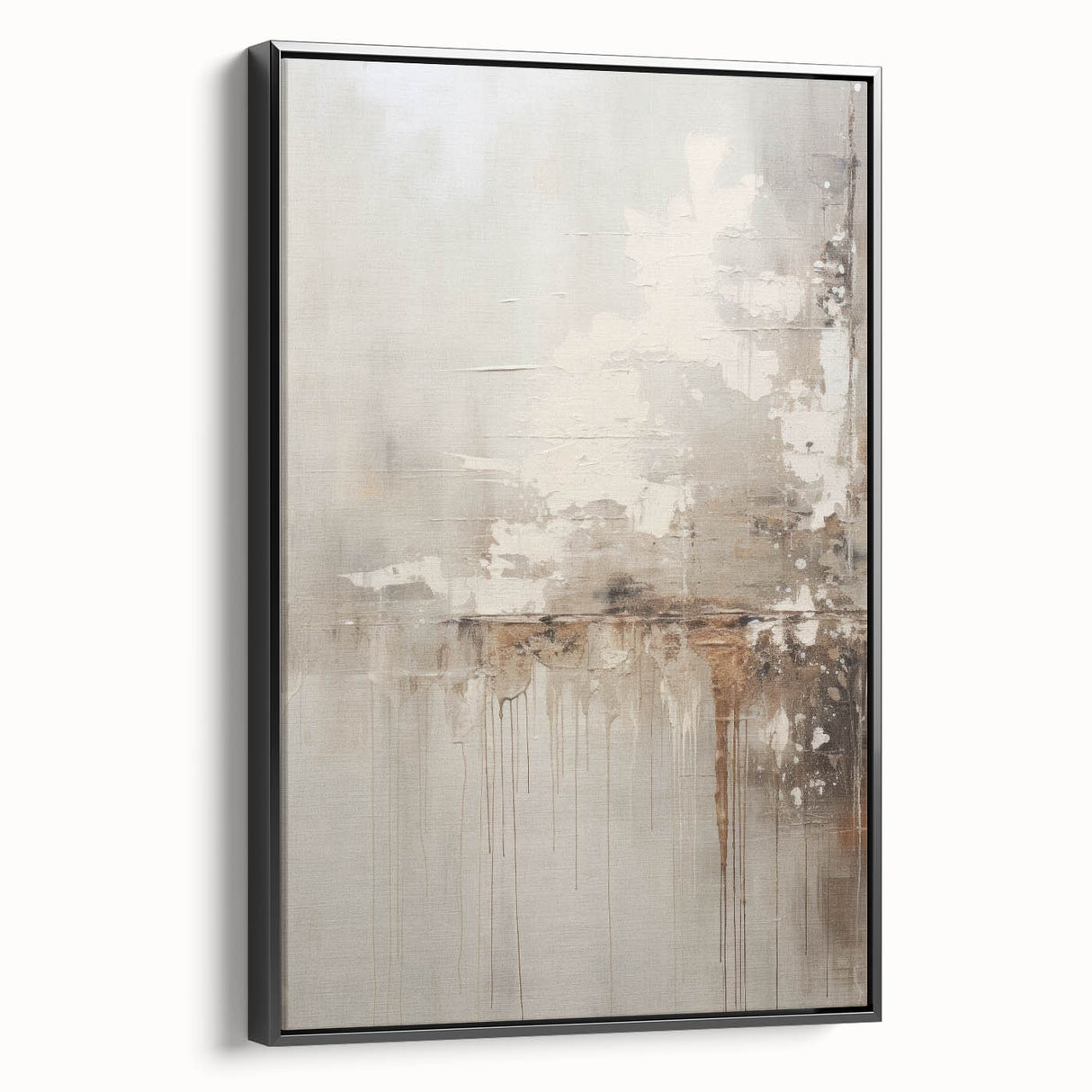 Framed canvas wall art featuring an abstract modern design with bold black and white geometric shapes, providing a contemporary touch for stylish home decor.