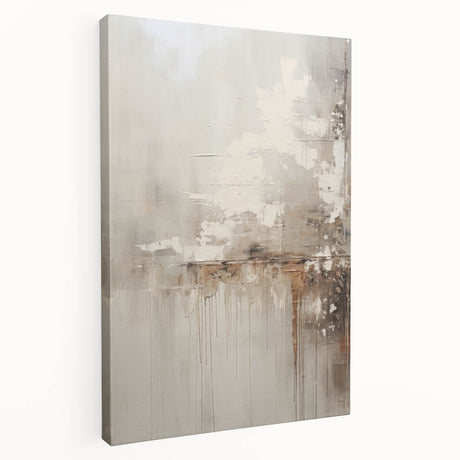 Stretched canvas wall art showcasing an abstract modern design in vibrant colors, perfect for contemporary home decor, viewed from the side to highlight texture.
