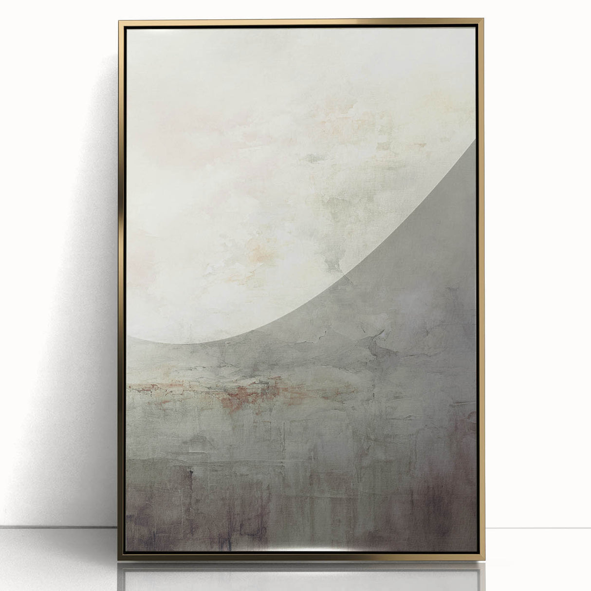 Framed abstract modern wall art design featuring gold accents on a sleek acrylic surface, showcasing a contemporary aesthetic perfect for home decor.