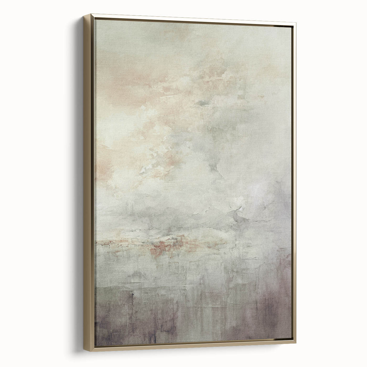 Framed abstract modern wall art collection showcasing a gold color scheme, displayed from a side view to highlight texture and design details. Perfect for contemporary decor.