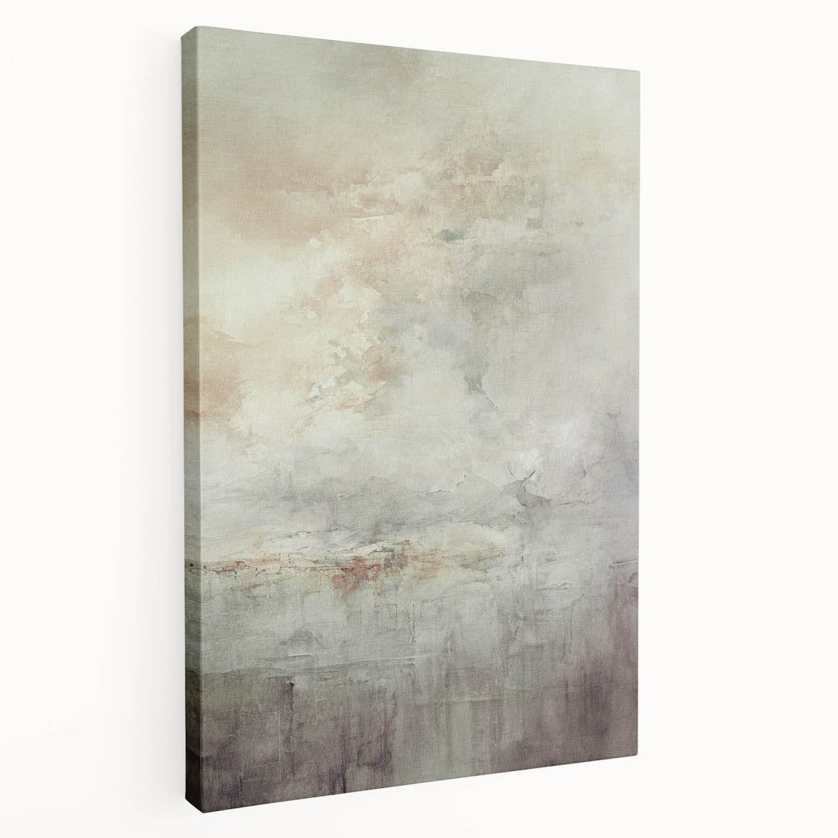Abstract modern design wall art featuring vibrant colors and geometric patterns on stretched canvas, displayed from a side view, perfect for contemporary home decor.