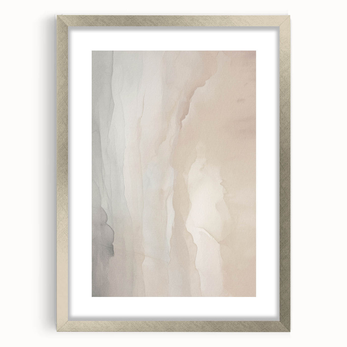 Abstract modern wall art collection framed in silver with a mat, showcasing geometric patterns and vibrant colors, ideal for contemporary home decor.