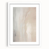 Abstract modern wall art featuring a geometric design in soft pastel colors, framed with a white mat, showcasing a contemporary aesthetic ideal for home decor.