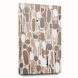 Abstract modern wall art collection displayed from a side view, showcasing vibrant colors and sleek acrylic glass frame, ideal for contemporary decor.