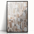 Framed abstract modern wall art featuring a striking black design, perfect for contemporary home decor. Ideal for enhancing living spaces with sophistication.