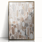 Framed abstract modern wall art featuring a gold-accented design, perfect for contemporary home decor. The sleek acrylic finish enhances its elegance.