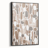 Framed black canvas wall art showcasing an abstract modern design with vibrant colors, perfect for contemporary home decor. Side view highlights the sleek frame and artistic details.