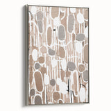 Framed abstract modern wall art collection featuring a silver frame, showcasing vibrant colors and geometric patterns, ideal for contemporary home decor.