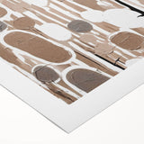 Abstract modern design wall art featuring vibrant colors and geometric shapes on a rolled canvas, ideal for contemporary home decor or office aesthetics, presented in a protective cardboard tube.