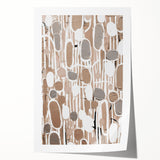 Abstract modern wall art featuring bold geometric shapes in vibrant colors, rolled and ready for display, perfect for contemporary home decor.