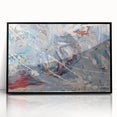 Framed abstract wall art design with colorful splatters in a black frame, showcasing vibrant hues and dynamic patterns for modern decor.