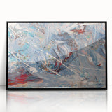 Framed abstract wall art design with colorful splatters in a black frame, showcasing vibrant hues and dynamic patterns for modern decor.