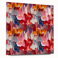 Abstract wall art featuring colorful splatters on acrylic glass, displayed in a modern setting with pins, enhancing contemporary decor.