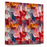 Abstract splatter wall art design displayed in a sleek acrylic frame, showcasing vibrant colors and dynamic patterns for modern decor.