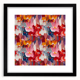 Framed abstract wall art featuring vibrant splatter designs in a black frame, perfect for modern home decor and artistic expression.