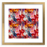 Abstract splatters design wall art collection featuring a gold frame and mat, showcasing vibrant colors and modern artistic flair for home decor.