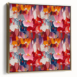 Framed abstract splatters wall art showcasing a gold and white color palette, perfect for modern decor, displayed at a side angle.