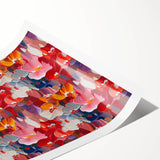 Vibrant abstract splatter design print showcasing bold colors and dynamic shapes, perfect for modern home decor or artistic displays.