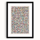 Framed abstract splatter wall art design in black, showcasing vibrant colors and dynamic patterns, perfect for modern home decor.