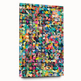 Abstract splatter wall art design featuring vibrant colors in an acrylic glass frame, showcasing modern artistic expression and elegance.