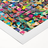 Abstract splatter wall art design on rolled canvas, showcasing vibrant colors and dynamic patterns, perfect for modern home decor.