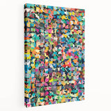 Abstract splatter design wall art on stretched canvas showcasing vibrant colors and dynamic patterns, perfect for modern home decor.