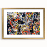 Abstract splatter design wall art collection featuring vibrant colors in gold frame with mat, perfect for modern home decor and gallery walls.