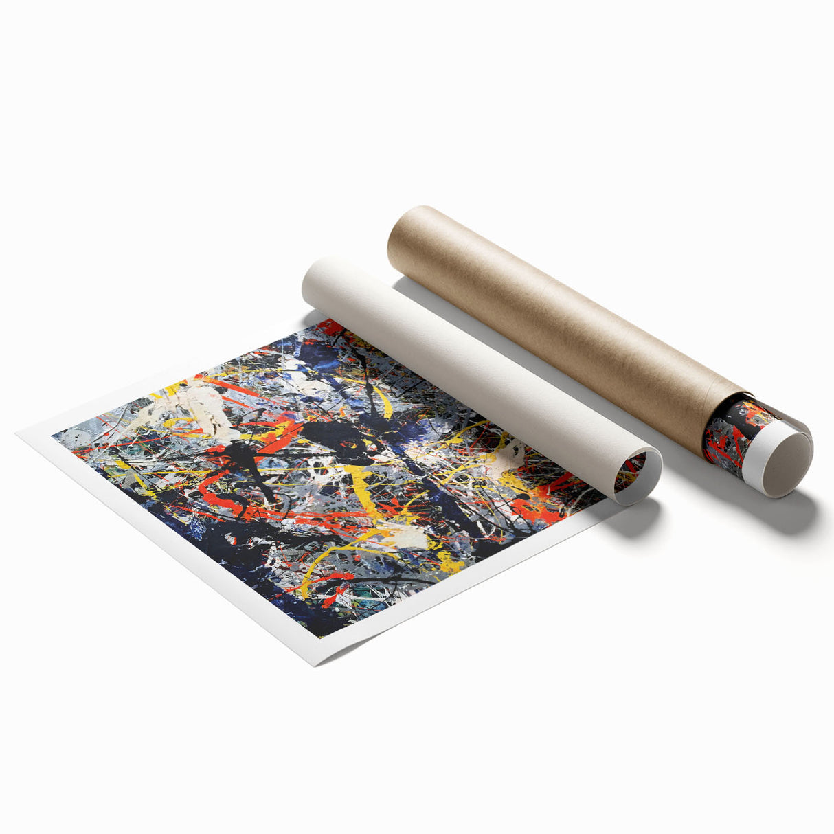 Vibrant abstract splatter wall art print showcasing dynamic colors and fluid shapes, ideal for modern home decor or artistic spaces.