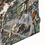 Colorful abstract splatter wall art design on acrylic glass, showcasing vivid hues and intricate patterns, perfect for modern decor.