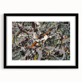 Abstract wall art design featuring colorful splatters in a sleek black frame, perfect for modern decor and enhancing living spaces.