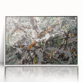 Framed abstract splatter wall art design showcasing vibrant colors on a white background, perfect for modern home decor.