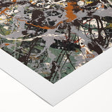 Abstract art canvas print showcasing vibrant splatter designs in bold colors, perfect for modern home décor or art collection.