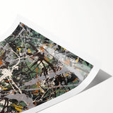 Abstract splatter wall art print showcasing vibrant colors and dynamic shapes, ideal for modern decor and artistic interiors.