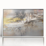 Framed wall art featuring an abstract splatter design in vibrant colors, set against a white background, ideal for modern decor.