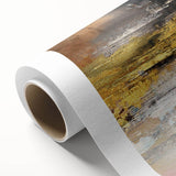 Colorful abstract splatter design on rolled canvas, showcasing vibrant hues and unique patterns, perfect for modern home decor or art collectors.