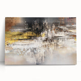 Abstract splatter wall art design on stretched canvas, showcasing vibrant colors and dynamic patterns, perfect for modern home decor.