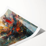 Abstract splatter wall art print showcasing vibrant colors and dynamic shapes, perfect for modern home decor or office spaces.