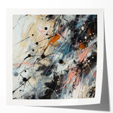 Abstract splatter wall art collection showcasing vibrant colors and dynamic shapes, perfect for modern home decor and artistic expression.