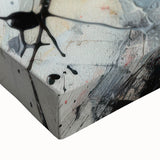 Abstract splatter design wall art on stretched canvas, showcasing vibrant colors and dynamic patterns, perfect for modern home decor.