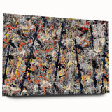 Abstract wall art featuring vibrant splatters in a dynamic design on acrylic glass, showcasing a modern aesthetic perfect for contemporary decor.