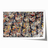 Abstract wall art print showcasing vibrant splatter designs in blue, yellow, and pink hues, perfect for modern home decor and artistic flair.